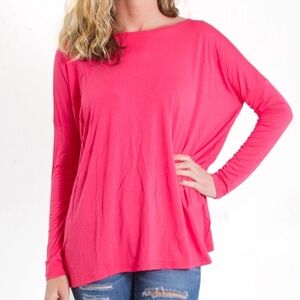 🌻 Piko Pink Bamboo Oversized Boat Neck Top H40